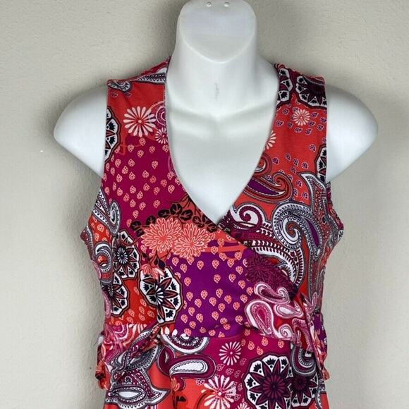 prAna Sleeveless Paisley Print Dress Size M Surplice Neckline & Hidden Pocket - Picture 5 of 8